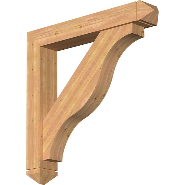 Ekena Millwork Funston Arts and Crafts Smooth Bracket w/ Offset Brace, Western Red Cedar, 7 1/2"W x 46"D x 46"H BKT0806X46X46FST03SWR - main